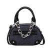 Bolso de Lona Denim para Mujer 2024 Nueva Moda Corea del Sur Cadena Bolso Cuadrado Pequeño Color Contraste Bolso de Mano Texped a la Moda Bolso Bandolera