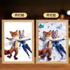 Marco de Fotos 2D de Anime de Conejo y Zorro Regalo para Dormitorio Escritorio Luz de Noche para Novio/Novia Pintura Iluminada