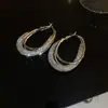 Pendientes Redondos Europeos y Americanos Transfronterizos de Plata Geométricos Multicapa, Lujo Ligero, Sensación de Alta Gama, Estilo Minimalista, Pendientes de Moda para Mujer