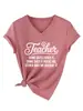 Maestra Algunos Días Amazon Ebay Sitio Independiente Camiseta Básica Versátil de Manga Corta con Cuello en V para Mujer