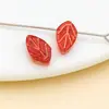 Folhas de Vidro Transparentes Pintadas de Dourado 11x7mm, Folhas Perenes, Contas Soltas Passantes, Acessórios para Joias DIY, Pingentes com Contas