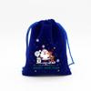 Bolsa de terciopelo azul zafiro con lazo, bolsa de regalo para dulces navideños, bolsa de manzana para Nochebuena, bolsa con cordón, venta al por mayor transfronteriza