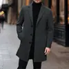 Amazon 2026 Otoño/Invierno Abrigo de Lana de Longitud Media Ajustado Estilo Coreano para Hombre Chaqueta de Lana de un Solo Botón