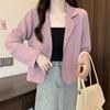 2025 Estilo Coreano Chique Design de Nicho Lapela Elegante Moda Blazer Top Curto Terno Feminino para o Dia a Dia
