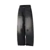 Jeans Largos Rasgados Lavados Estilo Americano Masculino Punk Street Tendência Casual Solto Jeans Pai Calça Reta Longa