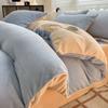 Conjunto de Cama Quatro Peças Veludo Leite Cor Sólida 2025 Novo Outono e Inverno Flanela Veludo Coral Lençóis e Capas de Edredom Cama