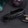 Pulseira Amazon Cross-Border Novo Produto Camada Dupla Couro Preto e Marrom Aço Inoxidável Fecho Magnético Cor Aço Preto Gravada