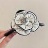 Estilo Fragante Moda Pinza para el Cabello Camelia Plisada Flor Negra Pinza Tiburón Accesorios para el Cabello de Alta Gama Juego de Cabello Combinable