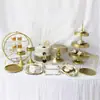Bandeja de Resina Espelhada em Relevo Ornamento Europeu para Mesa de Sobremesas de Casamento Porta-Copos Lanches para Chá da Tarde Prato de Frutas