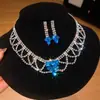Collar con pendientes de diamantes y gotas de agua transfronterizas europeas y americanas, colgante de lujo ligero, cadena de clavícula, joyería de alta gama para celebridades de Internet para mujeres.