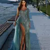 2025 Primavera y Verano Nuevo Ropa Europea y Americana Transfronteriza Vestido de Noche de Banquete con Abertura y Lentejuelas Vestido de Fiesta de Anfitrión