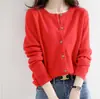 26 outono novo cardigã de lã feminino com gola redonda, jaqueta curta, cardigã de tricô liso, peça externa versátil