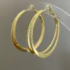 Pendientes de Aro Geométricos de Doble Capa de Lujo Ligero de Gama Alta con Pasador de Plata 925 para Mujer, Diseño Único de Nicho, Pendientes de Moda Personalizados