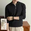 Suéter Masculino de Lã de Ovelha com Meio Zíper 2026 Outono Novo Casual de Negócios Aconchegante Camada Base de Tricô para Homens