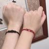 Pulsera de flor de durazno imitación cristal de fresa para mujer paloma Cristal Rojo cuerda tejida amantes novias pulsera de transferencia