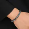 Pulsera Creativa Cuadrada de Piedra Negra Tejida a Mano de Venta Caliente Transfronteriza para Hombre Pulsera Personalizable Ajustable de Piedra de Hierro Venta al por Mayor