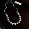 Colar Oval de Zircônia em Cores Contrastantes Transfronteiriço Europeu e Americano Corrente de Clavícula de Luxo Leve de Alta Qualidade Conjunto de Joias Exquisite de Moda para Mulheres