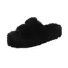 Pantuflas esponjosas de color cruzado para usar al aire libre, nuevo estilo coreano popular Otoño/Invierno 2026, zapatos gruesos para el hogar, pantuflas de felpa gruesa para después del parto