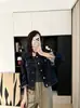 Bruselas~Denim retro americano, 100% algodón, chaqueta de trabajo corta, abrigo de mezclilla para mujer, otoño H090506