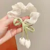 Anéis de Cabelo Tulipa Coreana de Princesa Anéis de Cabelo Flor Colorida Corda de Cabelo Feminina Acessório de Cabeça Ambiente Tendões de Borracha Infantis