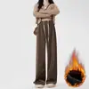 Calça de maternidade para outono e inverno, calça casual reta de perna larga para grávidas, adequada para mulheres baixinhas, calça comprida de primavera e outono que não aperta a barriga, roupa de outono