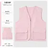 Chaleco de trabajo con cuello en V y bolsillo grande, logo estampado o bordado personalizado, chaleco promocional para equipo de oficina, negocios y commuting corporativo