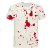 Directo de Fábrica Lote Verano Nuevo Halloween Personalidad Divertida Camiseta Estampada 3D Cuello Redondo Manga Corta para Hombre Fábrica Transfronteriza