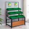 Estanterías de Frutas y Verduras para Supermercados, Exhibidores, Estanterías de Verduras de Múltiples Niveles, Estanterías de Frutas y Verduras para Tiendas de Conveniencia Comerciales, Estanterías de Madera y Hierro