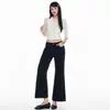 Jeans acampanados ajustados de moda de tres colores en tono naranja joven para mujer, diseñados para estilizar, favorecer y ser versátiles, con un estilo moderno y elegante, y de largo nueve puntos