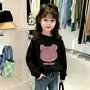 Camiseta versátil de manga larga de algodón puro a la moda estilo coreano para niños, nuevo estilo de otoño, linda camiseta interior de dibujos animados para niñas y niños pequeños