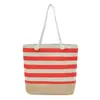 Bolsa de lona de comercio exterior, casual y versátil, bolsa de playa de gran capacidad, bolsa de compras ligera de cuerda de algodón, bolsa de hombro tipo tote a rayas