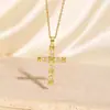 Colar Cruz Banhado a Cobre Totalmente Cravejado em Prata S925 Feminino Moda de Luxo Versátil Corrente de Suéter Corrente de Cobre Acessível Transfronteiriço Europeu e Americano