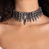 Colar Amazon popular personalizado com borla curta para Mulheres Festa Colar geométrico de várias fileiras Colar de strass Colar