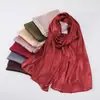 Bufanda Jacquard de Satén con Hojas de Color Sólido Transfronteriza Bufanda Larga Transpirable Suave Seda Artificial Chal tipo Turbante con Caída