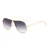 Nuevas Gafas de Sol de Estilo Transfronterizo Europeo y Americano de Montura Grande, Gafas de Sol Metálicas de Moda para Mujer, Gafas Aviador Versátiles Retro de Alta Gama