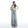 Jeans Retro Americanos de Pierna Ancha para Mujer 2025 Nuevos de Primavera y Verano de Cintura Alta Adelgazantes Sueltos con Caída Estilo Perezoso Pantalones de Longitud al Suelo