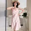 Novos Pijamas Femininos Verão Romântico Floral Gola Swing Alça Fina Saia Pura Flor Desejo Camisola Dropshipping