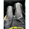 Novas Calças Jeans Lavadas Retrô com Padrão de Raio Homem Streetwear Malandro Bonito Tendência Cool Homem Versátil Design de Bolsos