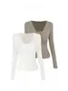 Yinhe STUDIO Outono Novo Design Sensação Nicho Falsa Duas Peças Cruzada Renda Textura Camada Base Camisa Feminina Petite