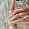 Anéis Minimalistas Foscos Escovados Empilháveis para Mulheres, Modernos Versáteis Design de Nicho Único Anéis Abertos Anéis para o Dedo Indicador Tendência
