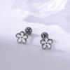 S925 Tremella Osso Unha Flor Brincos Pequenos Daisy Cóclea Parafuso Colorido Simples All-match Doce Joia de Orelha