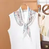 Pañuelo Triangular Fresco Floral Estilo Coreano, Bufanda Fina de Seda de Verano para Niñas, Lazo para el Cabello, Pañuelo para el Cuello, Protector de Cuello, Chal