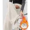 Calça de maternidade para outono e inverno, novo modelo 2026, calça pantalona para uso externo, com suporte para a barriga, forrada com fleece, espessa, calça longa casual, cintura alta para gestantes