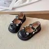 Zapatos para Niñas 2026 Primavera/Verano Nuevo Estilo Coreano Zapatos Planos de Cuero con Lazo de Pedrería Zapatos de Princesa Zapatos Individuales de Moda para Niñas