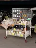 Carrinho pequeno de barraca de rua sushi dobrável barraca de mercado noturno prateleira móvel empurrada à mão barraca de lanche portátil suporte