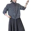 Cardigan de Tricô Casual com Gola Alta para Mulheres, Novo Suéter Casaco Quente de Caimento Solto para Outono e Inverno, Top Emagrecedor para Mulheres Baixas