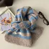 Bufanda de Punto a Rayas Bloques de Color Estilo Coreano Mezcla de Lana para Mujer, Calentador de Cuello de Invierno, Accesorio Engrosado y Elegante