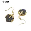 Wt-E789 Ojo de Tigre Piedra Brillante Colgante Pequeño Chapado en Oro de 18K Pendientes con Gancho Accesorios Festivos Regalo para Mujeres