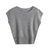[Hengjia Hj] Tricô de Lã Solto com Gola Redonda e Mangas Curtas tipo Asa para Mulheres, Versátil, de Alta Qualidade, que Cobre o Corpo, Tricô Casual Simples