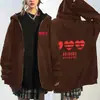 Chamarra Cardigan Unisex Holgada Oversize con Cremallera y Estampado de Corazón de BTS Ropa de Apoyo para Fans Transfronteriza Nuevo Estilo